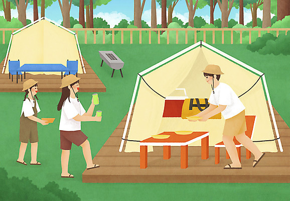 전신 PSD 모자 접시 여자 남자 딸 어린이 의자 일러스트 탁자 엄마 가족여행 텐트 서기 들기 소녀 성인 컵 세명 초록색 울타리 캠핑 아빠 캠핑장 식사준비 포스트코로나 위드코로나 국내일러스트 식기 잡화 컬러 여행 가구 가족 모션 레저 캠핑도구 사람 담장 사회이슈 준비 파일형식 코로나바이러스