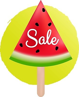 EPS 해외이미지 일러스트 수박 이벤트 사람없음 세일 나무막대 여름쇼핑 해외202004 해외일러스트 과일 쇼핑 막대 파일형식 벡터 여름_계절