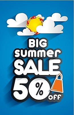 EPS 해외이미지 구름 일러스트 이벤트 사람없음 여름 파란색 태양 쇼핑백 세일 50% 여름쇼핑 해외202004 해외일러스트 자연요소 계절 컬러 가방 쇼핑 퍼센트 파일형식 벡터 여름_계절
