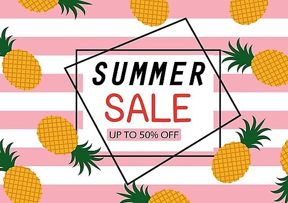 EPS 해외이미지 분홍색 일러스트 이벤트 사람없음 여름 세일 줄무늬 파인애플 여름쇼핑 해외202004 해외일러스트 계절 컬러 무늬 과일 쇼핑 열대과일 파일형식 벡터 여름_계절