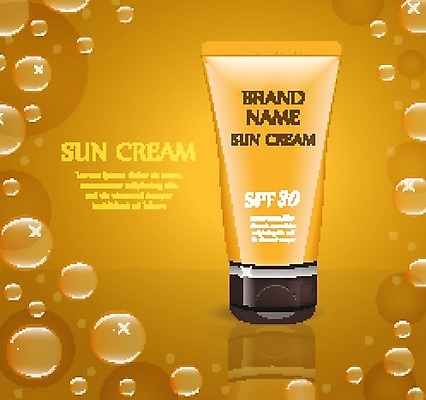 EPS 해외이미지 일러스트 사람없음 여름 노란색 화장품 비눗방울 선크림 해외202004 해외일러스트 계절 컬러 뷰티 파일형식 벡터