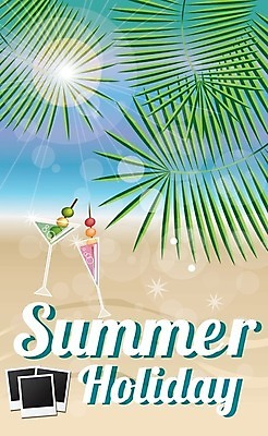 EPS 해외이미지 모래 바다 일러스트 타이포그라피 사람없음 햇빛 태양 칵테일 폴라로이드 야자수잎 해외202004 해외일러스트 자연요소 문자 잎 주류 카메라 파일형식 벡터