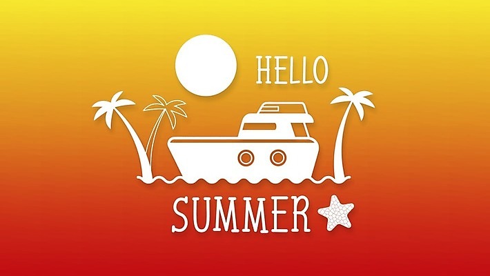 EPS 해외이미지 일러스트 사람없음 여름 야자수 태양 주황색 선박 해외202004 해외일러스트 자연요소 나무 계절 컬러 수상교통 파일형식 벡터