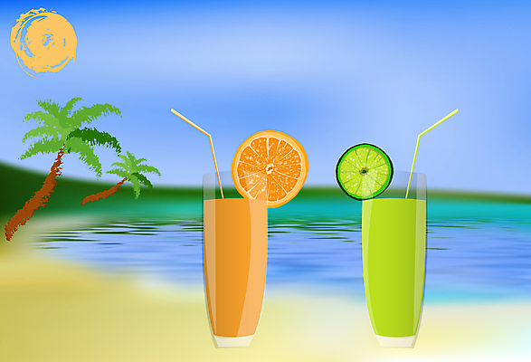 JPG 해외이미지 바다 하늘색 오렌지 일러스트 사람없음 여름 야자수 태양 오렌지주스 라임 라임주스 해외202004 해외포토 포토 자연요소 나무 계절 과일 파란색 과일주스 파일형식