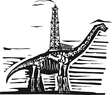 EPS 해외이미지 일러스트 사람없음 검은색 석유 화석 석유시추 스테고사우루스 시추기 해외202004 해외일러스트 컬러 공룡 파일형식 벡터