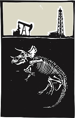 EPS 해외이미지 일러스트 사람없음 검은색 석유 화석 석유시추 시추기 트리케라톱스 해외202004 해외일러스트 컬러 초식공룡 파일형식 벡터