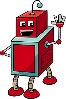 EPS 해외이미지 캐릭터 일러스트 사람없음 빨간색 만화 로봇 코믹 손인사 안드로이드 해외202004 해외일러스트 일러캐릭터 컬러 인사 파일형식 벡터