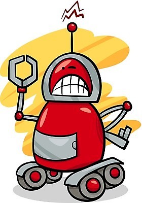 EPS 해외이미지 캐릭터 허리손 일러스트 사람없음 빨간색 손들기 회색 분노 바퀴 만화 로봇 코믹 안드로이드 해외202004 해외일러스트 일러캐릭터 감정 컬러 포즈 모션 파일형식 벡터