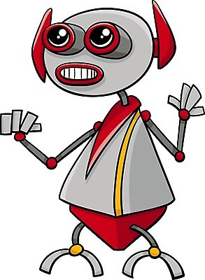 EPS 해외이미지 캐릭터 일러스트 사람없음 빨간색 회색 만화 로봇 코믹 안드로이드 해외202004 해외일러스트 일러캐릭터 컬러 파일형식 벡터