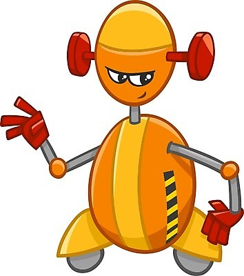 EPS 해외이미지 캐릭터 일러스트 사람없음 손들기 주황색 만화 로봇 코믹 안드로이드 해외202004 해외일러스트 일러캐릭터 컬러 모션 파일형식 벡터