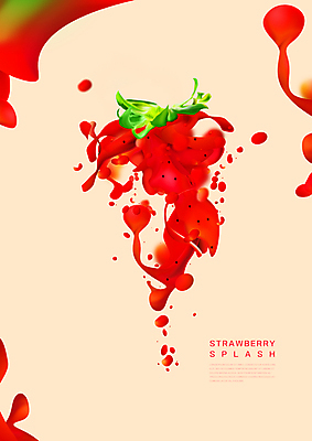 PSD 그래픽백그라운드 일러스트 딸기 사람없음 빨간색 물 노란색 액체 스플래쉬 국내일러스트 자연요소 컬러 백그라운드 과일 그래픽 파일형식