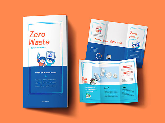 템플릿 표지디자인 여자 표지 남자 내지 어린이 리플렛 3단접지 들기 소녀 소년 팜플렛 여러명 상반신 파란색 자연보호 그린캠페인 캔 스케치북 에코 친환경 분리수거 QR코드 테이크아웃컵 어린이만 인디자인 INDD 제로웨이스트 이미지템플릿 캠페인 컬러 다수 모션 자연 학용품 사람 컵 환경 보호 사회이슈 파일형식
