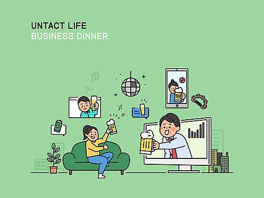 전신 여자 남자 중년 일러스트 비즈니스 생맥주 들기 앉기 여러명 상반신 성인 초록색 스마트폰 소파 모니터 최고 상사 즐거움 건배 맥주잔 탬버린 미러볼 영상통화 회식 코로나바이러스 사회적거리두기 언택트 온택트 온라인파티 국내일러스트 AI파일 감정 캠페인 컬러 다수 술잔 의자 모션 타악기 맥주 사람 장식 핸드폰 스마트기기 컴퓨터 식사 바이러스 통화 파일형식 벡터