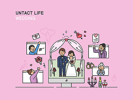 전신 여자 노년 남자 꽃 분홍색 부케 결혼 일러스트 결혼식 사랑 들기 여러명 상반신 성인 모니터 축하 최고 편지 결혼반지 라이브 신랑신부 영상통화 하객 화상통화 웨딩아치 코로나바이러스 사회적거리두기 비대면서비스 언택트 온택트 국내일러스트 AI파일 식물 감정 신부_웨딩 캠페인 컬러 꽃다발 다수 신랑 컨셉 모션 사람 이벤트 컴퓨터 반지 바이러스 고객 서비스 결혼소품 통화 파일형식 벡터