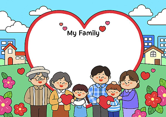 PSD 여자 할아버지 노년 남자 꽃 딸 행복 아들 할머니 어린이 일러스트 엄마 대가족 프레임 사랑 들기 소녀 소년 여러명 상반신 성인 화목 하트 아빠 손주 뒷짐 쓰다듬기 국내일러스트 모양 식물 감정 다수 컨셉 가족 모션 사람 파일형식