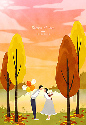 전신 PSD 커플 여자 남자 꽃 호수 낙엽 데이트 일러스트 단풍나무 키스 서기 들기 풍경 성인 두명 다정 가을 뒷짐 풍선 성인만 국내일러스트 나무 식물 계절 컨셉 단풍 잎 관계 모션 사람 애정표현 파일형식