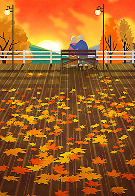 전신 PSD 구름 여자 노년 남자 낙엽 가로등 벤치 데이트 일러스트 단풍나무 앉기 풍경 두명 갈색 노을 노부부 다정 가을 노인만 어깨에손 국내일러스트 자연요소 나무 부부 계절 공공시설 컬러 컨셉 단풍 잎 의자 모션 사람 성인 성인만 파일형식