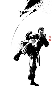 전신 PSD 남자 일러스트 캘리그라피 붓터치 도복 한명 서기 성인 킥 태권도 번짐 태권도선수 낙관 호구 성인남자한명만 국내일러스트 1 옷 모션 운동선수 사람 격투기 보호장비 남자한명만 성인남자만 파일형식 효과