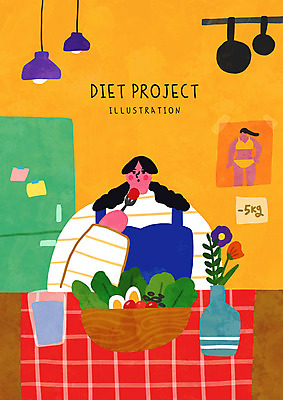 PSD 여자 화분 다이어트 일러스트 조명 한명 상반신 성인 꽃병 샐러드 먹기 물컵 냉장고 성인여자한명만 식단관리 국내일러스트 1 꽃 음식 모션 건강 사람 컵 가전제품 여자한명만 성인여자만 파일형식