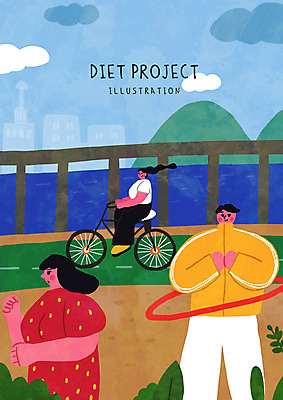 전신 PSD 구름 여자 남자 다이어트 일러스트 산 상반신 성인 건물 세명 운동 자전거 강가 훌라후프 러닝 성인만 국내일러스트 자연요소 건축물 건강 사람 강 바이크 파일형식