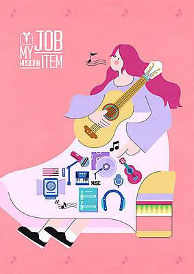 전신 PSD 직업 여자 분홍색 음표 일러스트 한명 들기 앉기 성인 헤드폰 헤드셋 스피커 음악가 CD 기타 피아노 악보 마이크 아이템 성인여자한명만 국내일러스트 1 기호 음악 컬러 음향기기 모션 현악기 사람 건반악기 여자한명만 성인여자만 파일형식