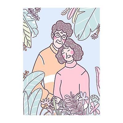 EPS 해외이미지 여자 할아버지 노년 남자 행복 할머니 잎 일러스트 함께함 사랑 상반신 두명 노부부 기댐 노인만 해외일러스트 식물 부부 감정 컨셉 모션 사람 성인 성인만 파일형식 벡터