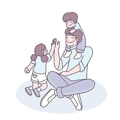 EPS 해외이미지 전신 여자 남자 어린이 일러스트 가족 함께함 사랑 가족애 앉기 소년 성인 세명 목말 하이파이브 해외일러스트 감정 컨셉 관계 모션 사람 손짓 파일형식 벡터