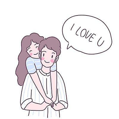 EPS 해외이미지 커플 여자 남자 행복 말풍선 일러스트 사랑 상반신 성인 두명 백허그 아이러브유 성인만 해외일러스트 감정 관계 포옹 사람 파일형식 벡터