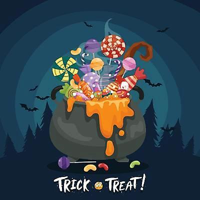 EPS 해외이미지 나무 일러스트 막대사탕 사람없음 할로윈 남색 박쥐 솥단지 알사탕 해외일러스트 식물 컬러 포유류 사탕 파일형식 벡터