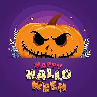 EPS 해외이미지 별 잎 일러스트 타이포그라피 사람없음 보라색 할로윈 잭오랜턴 해외일러스트 자연요소 식물 문자 컬러 파일형식 벡터