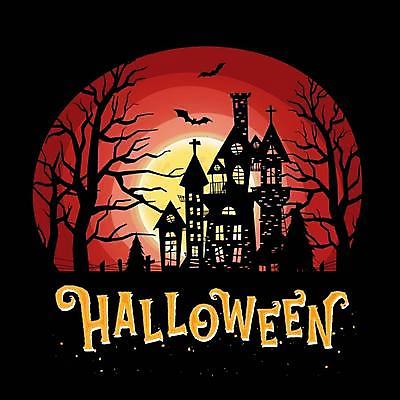 EPS 해외이미지 나무 실루엣 일러스트 타이포그라피 사람없음 빨간색 검은색 할로윈 달 성 박쥐 해외일러스트 자연요소 식물 문자 건축물 컬러 포유류 촬영기법 파일형식 벡터