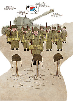 전신 PSD 구름 남자 일러스트 군대 여러명 성인 군인 슬픔 무덤 역사 태극기 눈물 전쟁 탱크 애도 경례 철모 6.25전쟁 국군 부대 전우 성인남자만 국내일러스트 자연요소 직업 감정 다수 사람 인사 국기 보호장비 남자만 성인만 파일형식