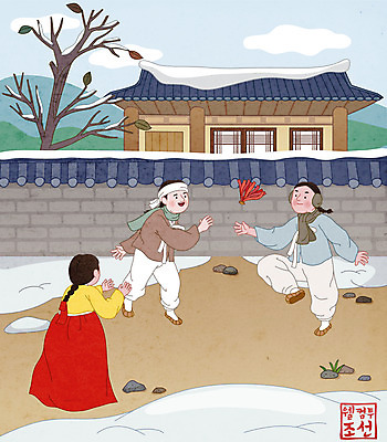 전신 나무 라이프스타일 여자 남자 어린이 겨울 일러스트 기와집 서기 소녀 소년 세명 한복 조선시대 제기_놀이 제기차기 어린이만 기와담장 국내일러스트 AI파일 식물 한국전통 계절 모션 한옥 기와 사람 생활 담장 놀이용품 전통놀이 역사 전통의상 파일형식 벡터