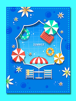 꽃 일러스트 프레임 수영장 사람없음 여름 파란색 파라솔 선베드 비치베드 튜브 야외테이블 프레임일러스트 여름배경 국내일러스트 AI파일 식물 계절 컬러 백그라운드 의자 탁자 파일형식 벡터
