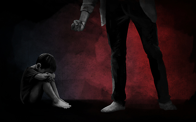 전신 PSD 남자 어린이 일러스트 서기 소년 성인 두명 검은색 주먹 하반신 폭력 범죄 무서움 아동학대 사회이슈 웅크림 아동범죄 폭행 남자만 국내일러스트 감정 컬러 컨셉 모션 사람 학대 파일형식