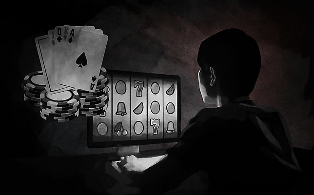 PSD 남자 일러스트 한명 상반신 성인 모니터 검은색 범죄 칩 도박 사회이슈 카지노 포커 룰렛 중독 바카라 불법 성인남자한명만 도박중독 국내일러스트 1 컬러 컨셉 디저트 사람 컴퓨터 게임 트럼프 남자한명만 성인남자만 파일형식