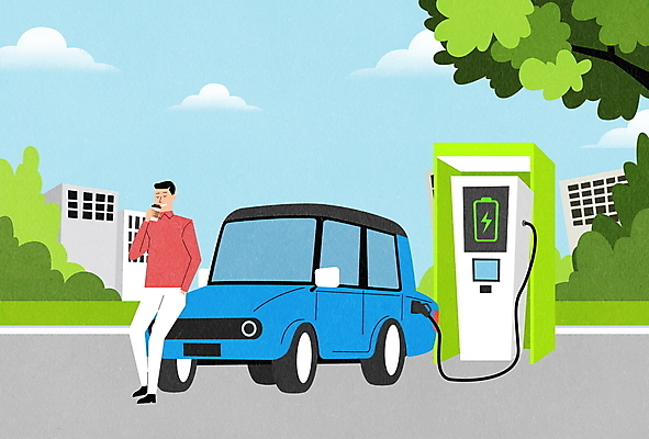 전신 PSD 구름 남자 커피 일러스트 한명 들기 성인 건물 초록색 마시기 그린에너지 친환경 주머니손 주차장 걸터앉기 전기자동차 전기충전 충전소 성인남자한명만 국내일러스트 자연요소 1 건축물 음료 컬러 모션 자동차 사람 앉기 환경 에너지 충전 남자한명만 성인남자만 파일형식