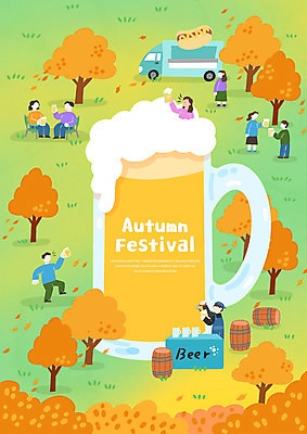 PSD 나무 여자 남자 일러스트 나뭇잎 맥주 서기 들기 앉기 여러명 성인 야외 가을 맥주거품 맥주축제 성인만 가을축제 국내일러스트 식물 계절 다수 잎 모션 주류 사람 축제 거품 파일형식 가을_계절