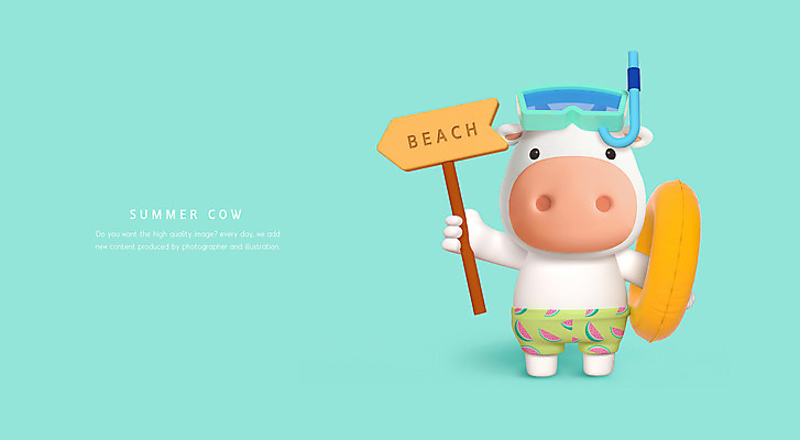 PSD 편집이미지 한마리 하늘색 안내 들기 사람없음 여름 여름휴가 바캉스 3D 팻말 소 물안경 튜브 소캐릭터 흰소 편집3D 1 계절 동물캐릭터 포유류 모션 휴가 프레임 파란색 디지털합성 수영용품 파일형식 여름_계절
