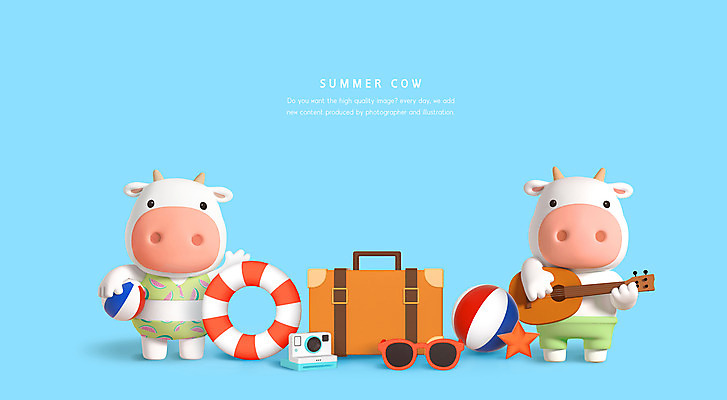 PSD 편집이미지 커플 하늘색 두마리 연주 불가사리 들기 사람없음 여름 여름휴가 바캉스 선글라스 3D 여행가방 소 우쿨렐레 폴라로이드 튜브 소캐릭터 흰소 편집3D 계절 안경 음악 동물캐릭터 2 가방 포유류 관계 모션 현악기 휴가 극피동물 파란색 카메라 디지털합성 파일형식 여름_계절