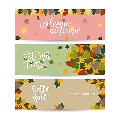 EPS 해외이미지 배너 낙엽 일러스트 글자캘리그라피 사람없음 세트 가을 해외일러스트 계절 잎 캘리그라피 파일형식 벡터