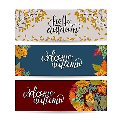 EPS 해외이미지 배너 낙엽 일러스트 글자캘리그라피 사람없음 세트 가을 해외일러스트 계절 잎 캘리그라피 파일형식 벡터