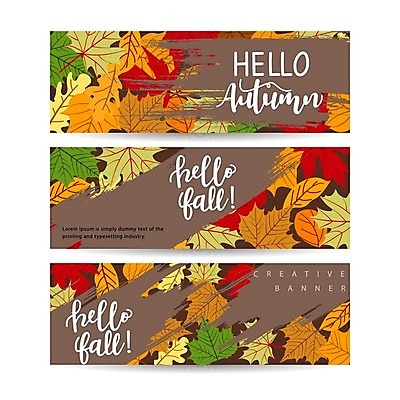 EPS 해외이미지 배너 낙엽 일러스트 글자캘리그라피 사람없음 세트 가을 해외일러스트 계절 잎 캘리그라피 파일형식 벡터