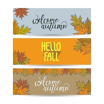 EPS 해외이미지 배너 낙엽 일러스트 글자캘리그라피 사람없음 세트 가을 해외일러스트 계절 잎 캘리그라피 파일형식 벡터