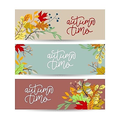 EPS 해외이미지 배너 낙엽 일러스트 글자캘리그라피 사람없음 세트 가을 해외일러스트 계절 잎 캘리그라피 파일형식 벡터