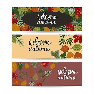 EPS 해외이미지 배너 낙엽 일러스트 글자캘리그라피 사람없음 세트 가을 해외일러스트 계절 잎 캘리그라피 파일형식 벡터