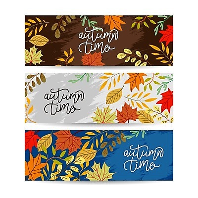 EPS 해외이미지 배너 낙엽 일러스트 글자캘리그라피 사람없음 세트 가을 해외일러스트 계절 잎 캘리그라피 파일형식 벡터