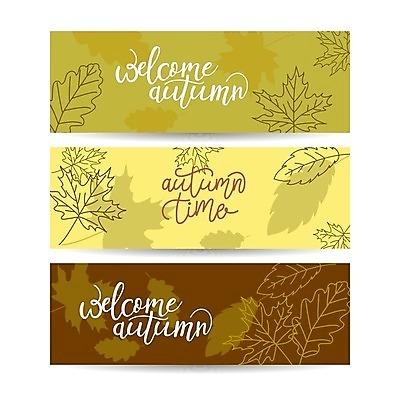 EPS 해외이미지 배너 낙엽 일러스트 글자캘리그라피 사람없음 세트 가을 해외일러스트 계절 잎 캘리그라피 파일형식 벡터