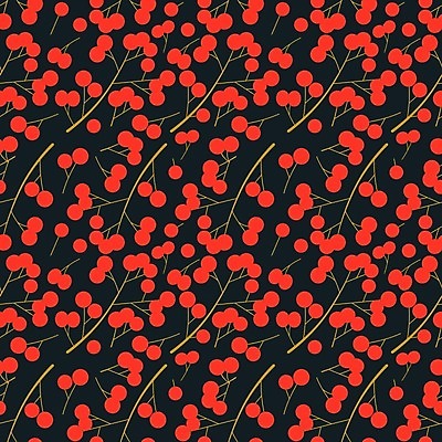 EPS 해외이미지 열매 패턴 일러스트 사람없음 빨간색 검은색 패턴백그라운드 가을 해외일러스트 식물 계절 컬러 백그라운드 무늬 파일형식 벡터