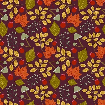 EPS 해외이미지 낙엽 패턴 일러스트 나뭇잎 사람없음 갈색 버섯 패턴백그라운드 가을 해외일러스트 계절 컬러 백그라운드 잎 무늬 파일형식 벡터